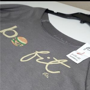 NEW ART TO WEAR BE FIT FTA Saville Studios SWEATSHIRT BURGER TUNIC TOP L large